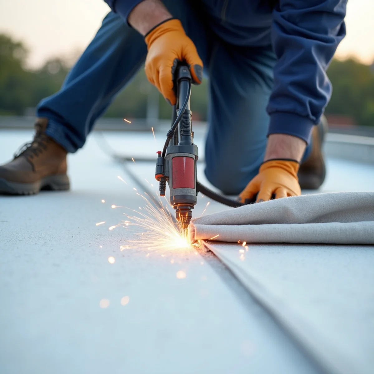 Flat & Low-Slope Commercial Roofing technicians at work on Dover Delaware home