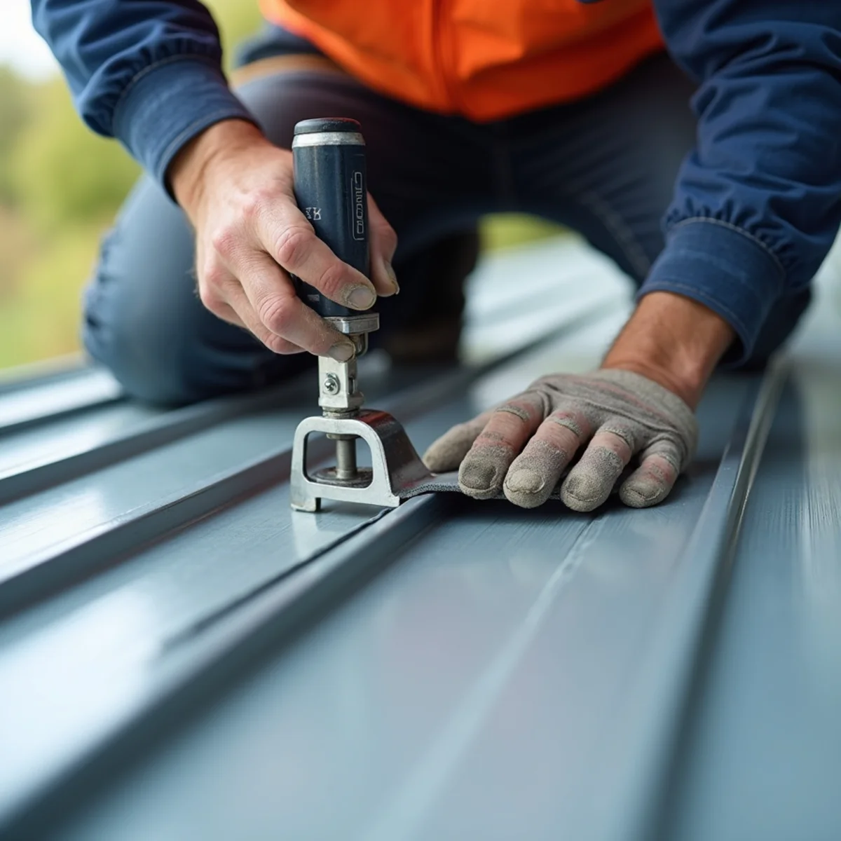Standing Seam Metal Roofing technicians at work on Dover Delaware home