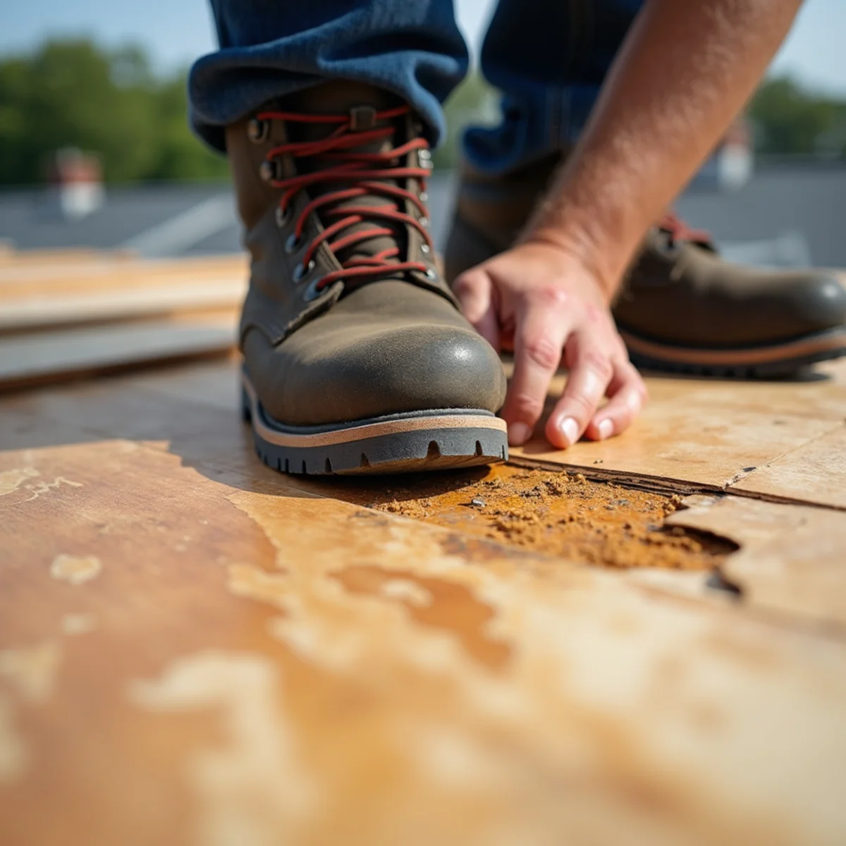 Spongy Plywood Decking on Delaware roof